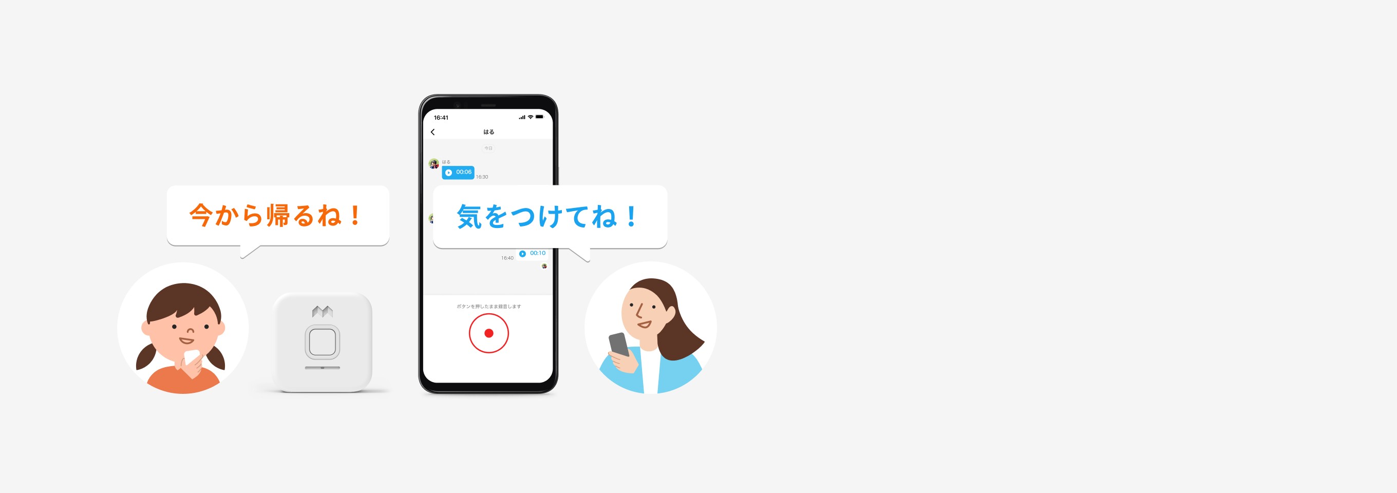 ボイスメッセージを送り合えるイメージ